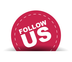 red vector banner follow us