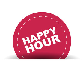 red vector banner happy hour