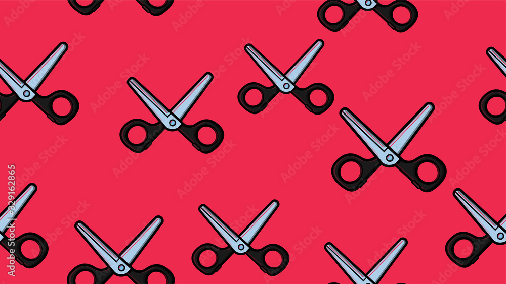 Poster texture scissors seamless pattern for decoration of a design studio, wallpaper, walls. scissors for 