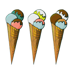 Hand drawn color ice cream vector illustration