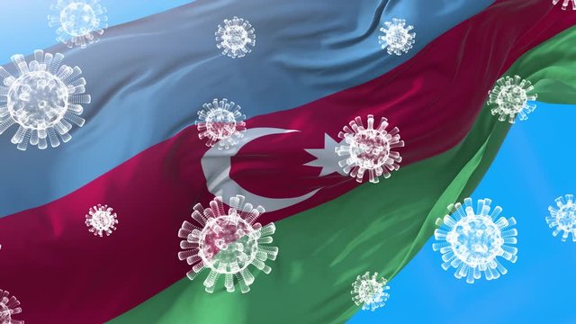 3D virus on Azerbaijan flag - 4k background