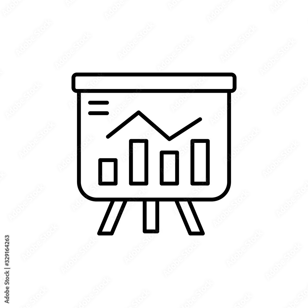Poster presentation vector illustration line with color background and investment icon.
