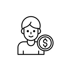 Employee Salary Vector illustration Line With Color Background and Investment icon.