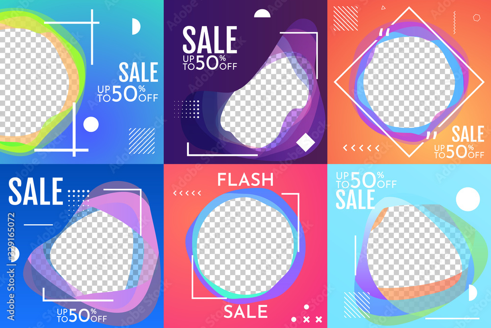 Poster vector illustration. trendy color banners. editable frames with transparent background. minimalist g