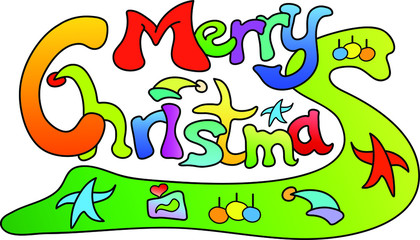 Merry christmas illustration in colors