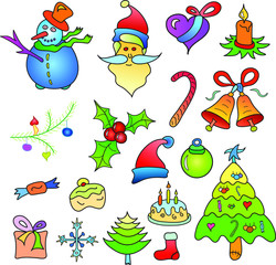 set of christmas icons for holiday