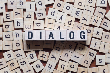 Dialog word concept on cubes