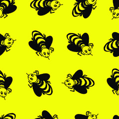  Vector illustration. Bright seamless pattern in the form of bee insects.