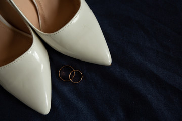 Wedding shoes with wedding rings