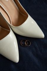 Wedding shoes with wedding rings