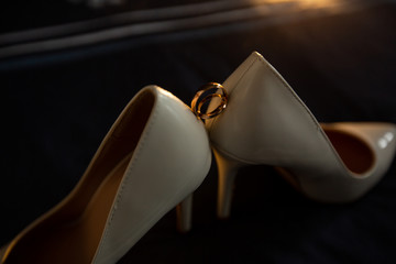 Wedding shoes with wedding rings