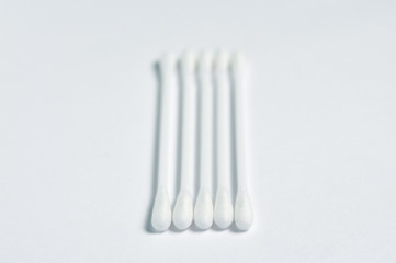 Cotton buds for cosmetic needs. Close up of Cotton Buds
