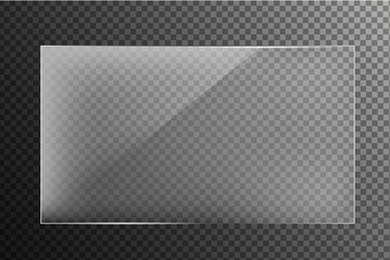 Vector glass banners on transparent background. Clear glass showcase on a transparent background. 