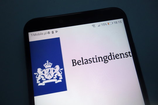 KONSKIE, POLAND - SEPTEMBER 29, 2018: Dutch Tax And Customs Administration (Belastingdienst) Logo On Smartphone