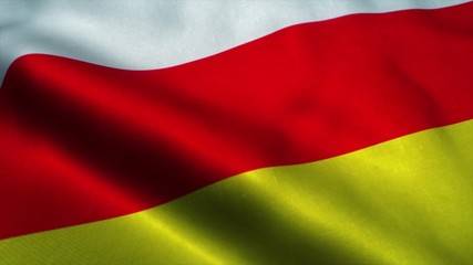 South Ossetia flag waving in the wind. National flag of South Ossetia. Sign of South Ossetia. 3d rendering