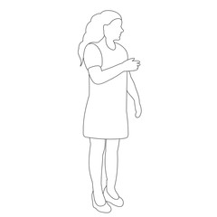  isolated, contour, sketch girl, woman
