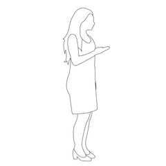 isolated, contour, sketch girl, woman