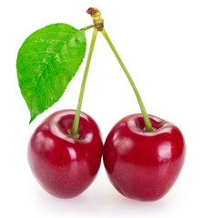 Fresh cherry on white background