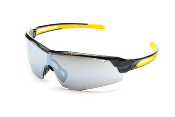 Modern stylish yellow sports bike sun glasses