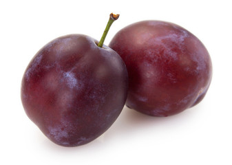 Fresh plum on white background