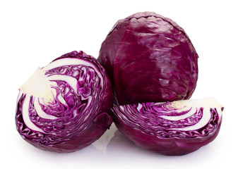 Fresh red cabbage on white background