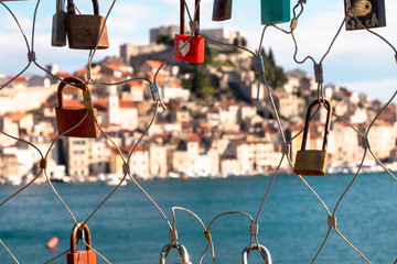 Love chain fence in Sibenik, Croatia