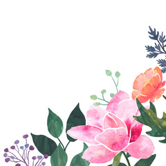 Naklejka premium Acrylic paint frame from flowers. Abstract rough monotype technique.