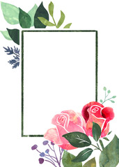 Acrylic paint frame from flowers. Abstract rough monotype technique.