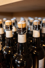 Many Belgian beer bottles in abbey shop