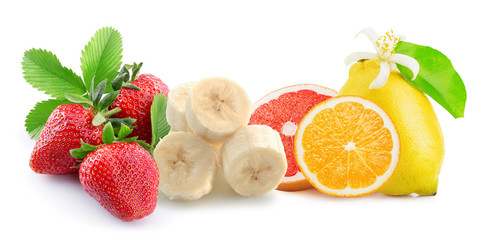 fruits mix isolated on a white background