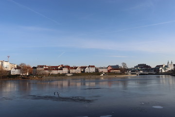 Fototapeta na wymiar Minsk city suburb view whilst walking in spring