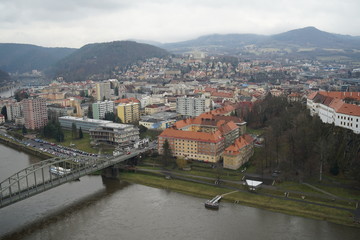 Aerial view of city Decin, Czechia