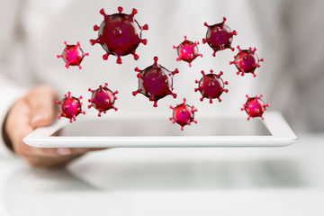 mikro digital epidemic corona virus nCoV , Novel Coronavirus 19-NCP. nCoV denoted is...