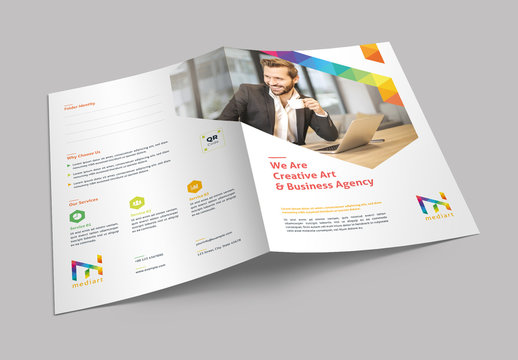 Presentation Folder Layout with Colorful Design Elements