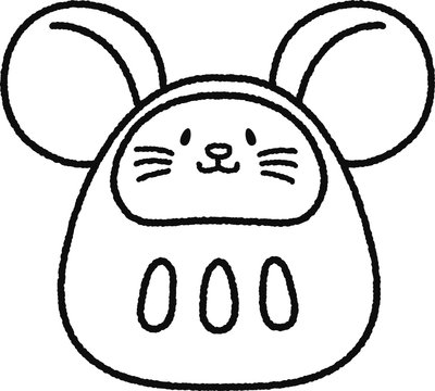 recommend clip art: Cute mouse themed daruma doll outline only