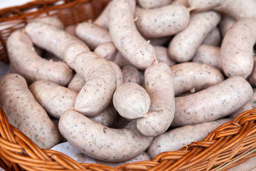 Fresh black pudding at the market