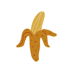 Flat Cute Pop Art Banana Art Print Vector Illustration in Modern Collage Artistic Trendy Style