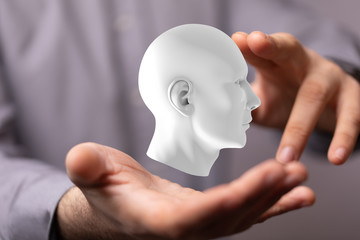 head with symbol neurons in brain.