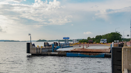jetty of Tursholm town on Brando island in the archipelago of the &Aring;land islands in Finland, Scandinavia.