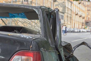 car crash accident on the road in the big city