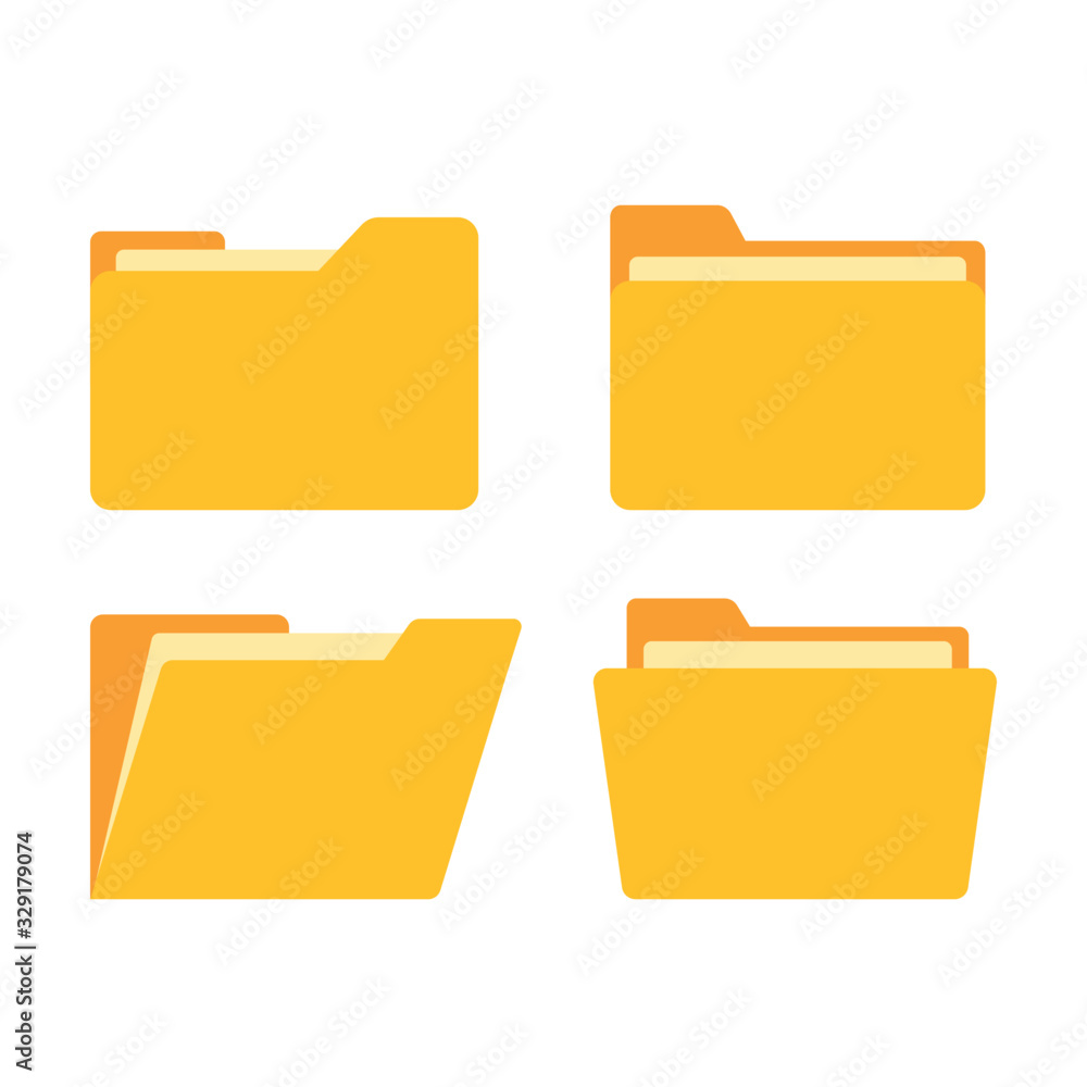 Wall mural open folder and close folder. folders with documents. four folders icons. vector illustration.