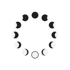 Moon phases. Astronomy icon set. New moon to full moon. Vector Illustration.