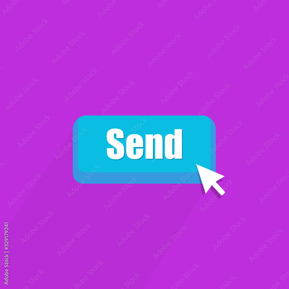 Poster click send icon. 3d button with cursor pointer. by clicking the send icon. vector eps 10.
