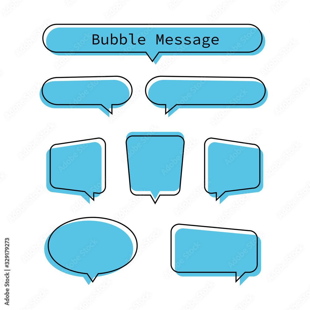 Poster blue speech bubbles. set abstract bubble for message and comunication on white background.