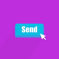 Click send icon. 3d button with cursor pointer. By clicking the send icon. Vector EPS 10.