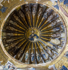 Fototapeta na wymiar The dome of the church with the image of Jesus Christ