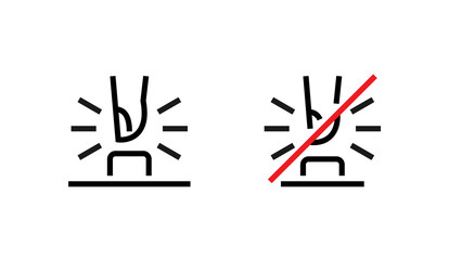 Obraz premium Vector icon. The finger push, presses the button. Side view