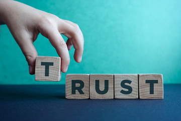 TRUST word made with building blocks.