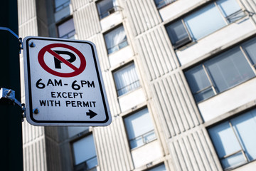 except with permit sign