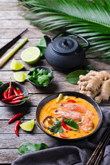 Spicy thai tom yum, yam kung sour soup